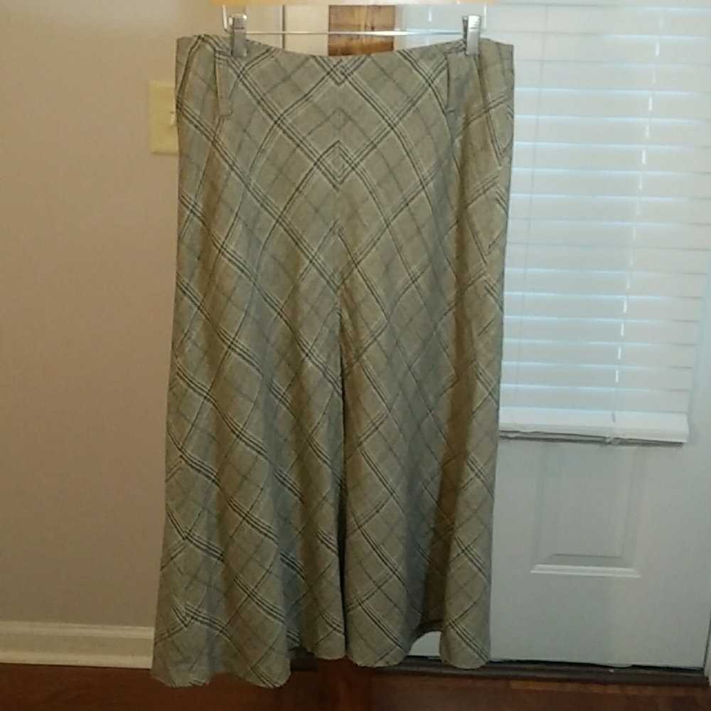 Jones Wear Women's Size 14 Brown Tan Tween Wool Blended Flared Skirt 34 in